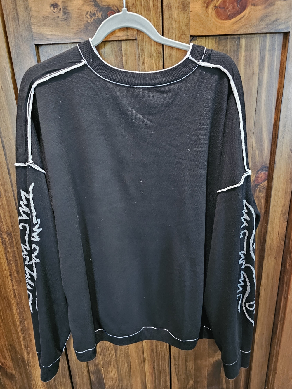 Womens Black Crewneck Sweater with Western Rodeo Graphic - Picture 3 of 5